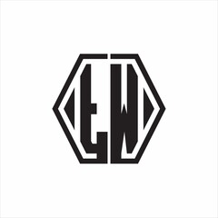 TW Logo monogram with hexagon line rounded design template on white background
