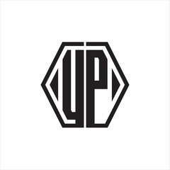 UP Logo monogram with hexagon line rounded design template on white background
