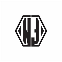 Obraz premium WT Logo monogram with hexagon line rounded design template on white background