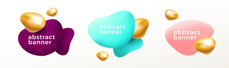 Set of modern abstract graphic elements. Flowing fluid shape banners. Vector illustration.