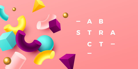 Abstract banner. Geometric shapes and elements. Vector illustration.