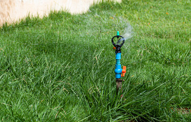 Water springer plants Working in the Agricultural farm, Closeup texture background of water...