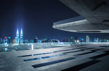 Modern architecture with city skyline. 3D Rendering