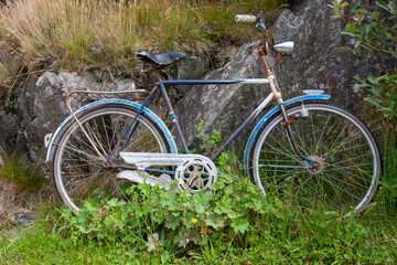 Fototapeta na wymiar Old abandoned bicycle in a rural place