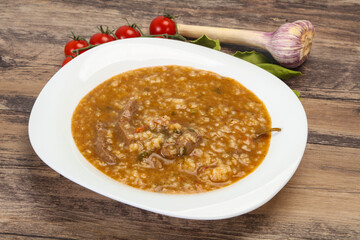 Caucasian Kharcho soup with beef meat