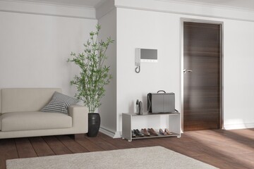 modern mock up with sofa,pillows,shoes and carpet