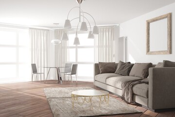 modern room with sofa,carpet,pillows,plaid,frame,tables and chairs