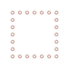 Square frame with pink beads isolated on a white background. Vector illustration for design of postcards, photos, logos, holiday. The frame is a square of round balls of pearls.