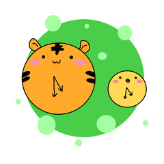 Tiger and chick clock