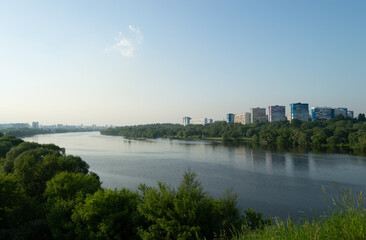 Fototapeta premium View of the Moscow river. Summer season.