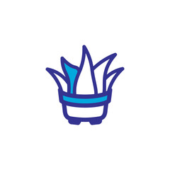plant in flower pot icon, color style design
