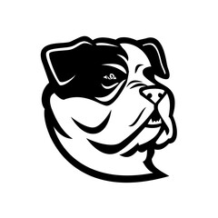 American Bully Bulldog Head Mascot Black and White