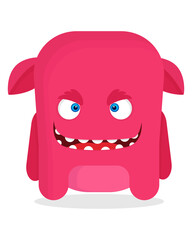 Cute pink monster. Vector illustration, flat design.
