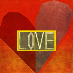 Textured background image depicting the message: love
