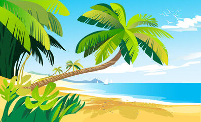 Fototapeta na wymiar Tropical palm tree on the beach