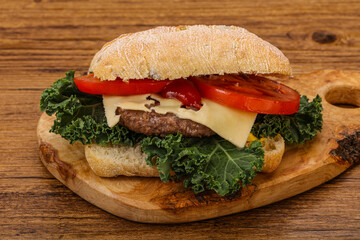 Italian ciabatta bread with burger