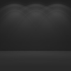Fototapeta premium Black stage backdrop with ies spotlight on dark background for product display stand or used in other designs 3d rendering. 3d illustration Luxury template minimal style concept.