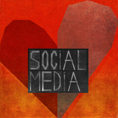 Textured illustration displaying the words: "Social media"