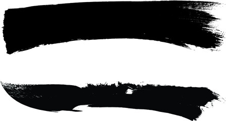 Grunge Paint Roller . Vector brush Stroke . Distressed banner . Black stripes isolated. paintbrush collection . Modern Textured shape . Dry border in Black . Bulge lines . Rough edges. 