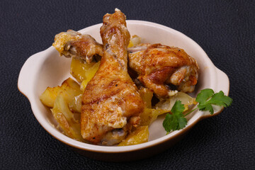 Roasted chicken legs with potato