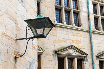Beautiful old street lamp. Close-up. Architecture. Details.