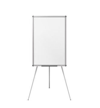 Flipchart easel, vector mock-up. Magnetic whiteboard. Tripod flip chart blank white board, mockup