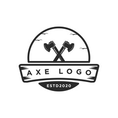 lumberjack,axe, Vintage Badge logo  design vector 