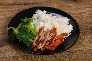 Rice with roasted duck breast