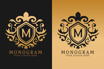 luxury monogram logo template design vector
