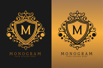 luxury monogram logo template design vector