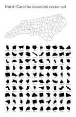 North Carolina map with shapes of regions. Blank vector map of the Us State with counties. Borders of the us state for your infographic. Vector illustration.