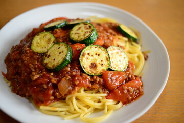 ズッキーニのミートパスタ