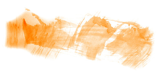 Abstract watercolor background hand-drawn on paper. Volumetric smoke elements. Orange color. For design, web, card, text, decoration, surfaces.