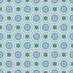 Retro vintage Chinese traditional pattern seamless background round cross frame chain flower