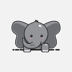 Cute beautiful elephant. Cute animals from nature. Cute cartoon elephant, animal from the zoo. Vector illustration.