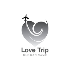 Obraz premium Love Trip awesome simple creative airplane logo template design