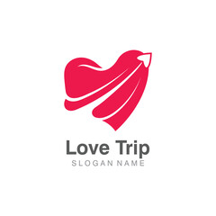 Fototapeta premium Love Trip awesome simple creative airplane logo template design