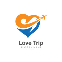 Love Trip awesome simple creative airplane logo template design