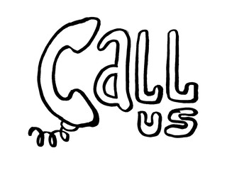 Call us icon.Call us button - template for phone number place in website header - conspicuous sticker with phone headset pictogram