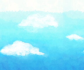 横シームレスパターン・青空の手描き背景