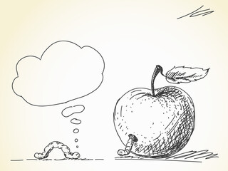 Worm and apple
