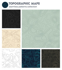 Topographic maps. Amazing isoline patterns, seamless design. Attractive tileable background. Vector illustration.