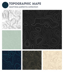 Topographic maps. Attractive isoline patterns, seamless design. Creative tileable background. Vector illustration.