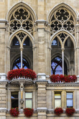 Obraz premium Neo-Gothic style City Hall building (Rathaus, 1883) in Vienna, Austria.