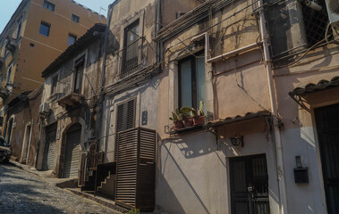 narrow street in the city of Catania