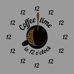 coffee time is 12 o'clock funny design