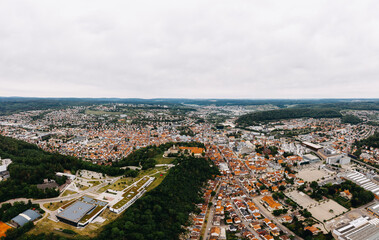 Fototapeta premium aerrial drone photo of German town Heidenheim an der Brenz