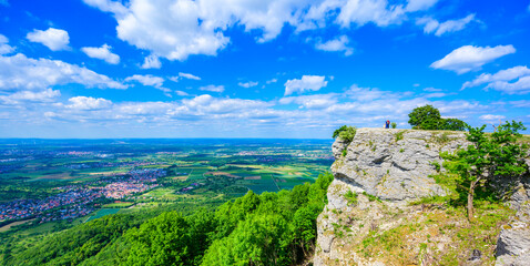 Viewpoint on mountain breitenstein with a great view to Landscape of Swabian Alb, Ochsenwang,...