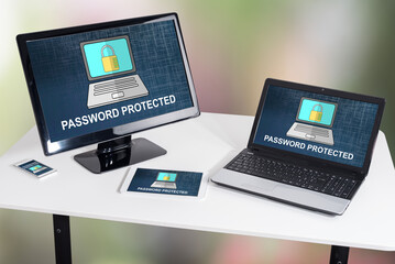 Password protected concept on different devices
