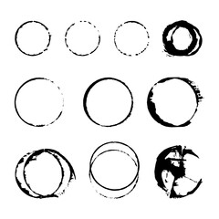 A set of round objects in the grunge style, frames, templates, and spots. It can be used for decoration of textile, paper and other surfaces.
